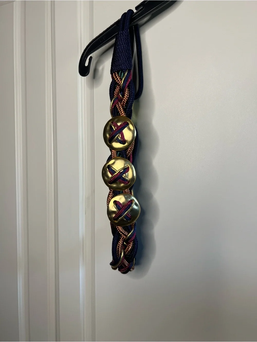Vintage Braided Rope Belt Gold Hardware